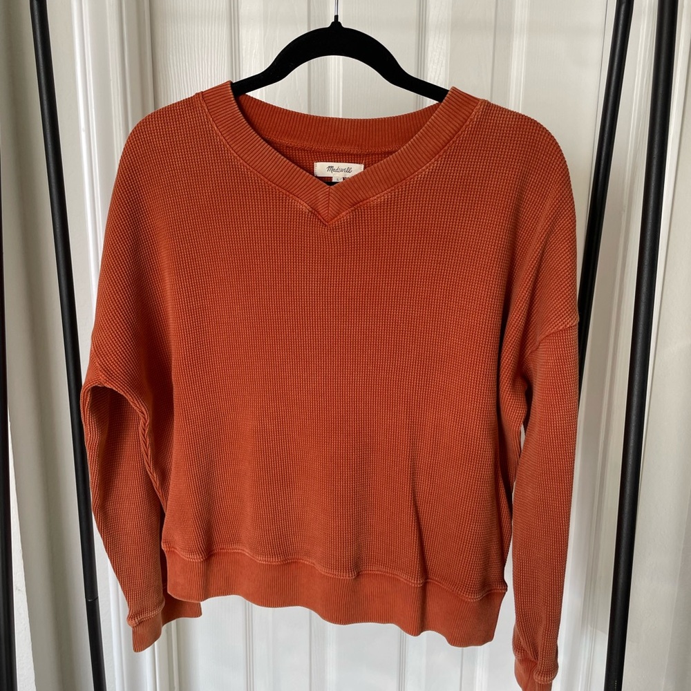 Madewell Waffle Knit Boxy Sweatshirt Tee